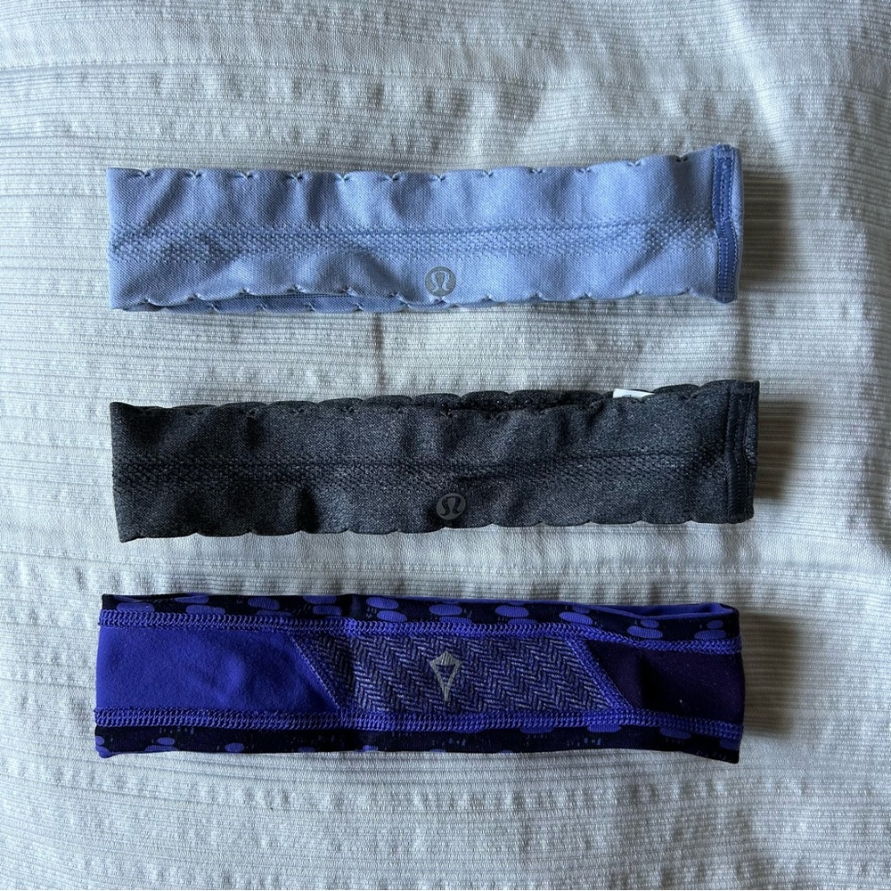 Lululemon Headbands Set of 3 with scalloped edges Athletic Sweat Bands